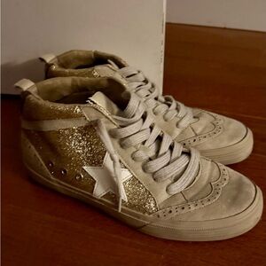 ShuShop Paulina Glitter Gold and Tan Women's Sneakers Size 8